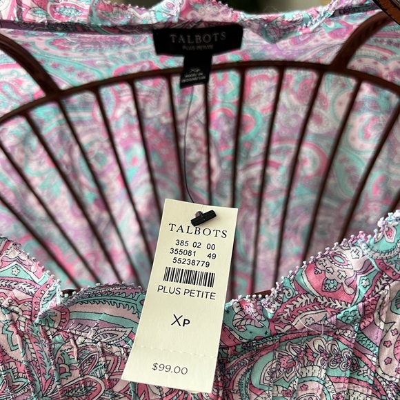 NWT Talbots Pastel Paisley Long Sleeve Blouse Plus Petite Size XP - Picture 4 of 14